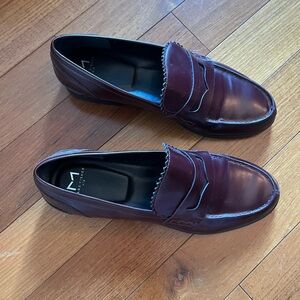 Worn once burgundy loafers